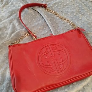 Leather Handbag with Gold Chain